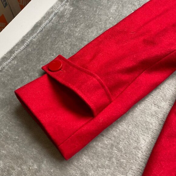 New York & Company Peacoat Womens 6 Red Wool Blend Double-Breasted Jacket Formal - Picture 3 of 12
